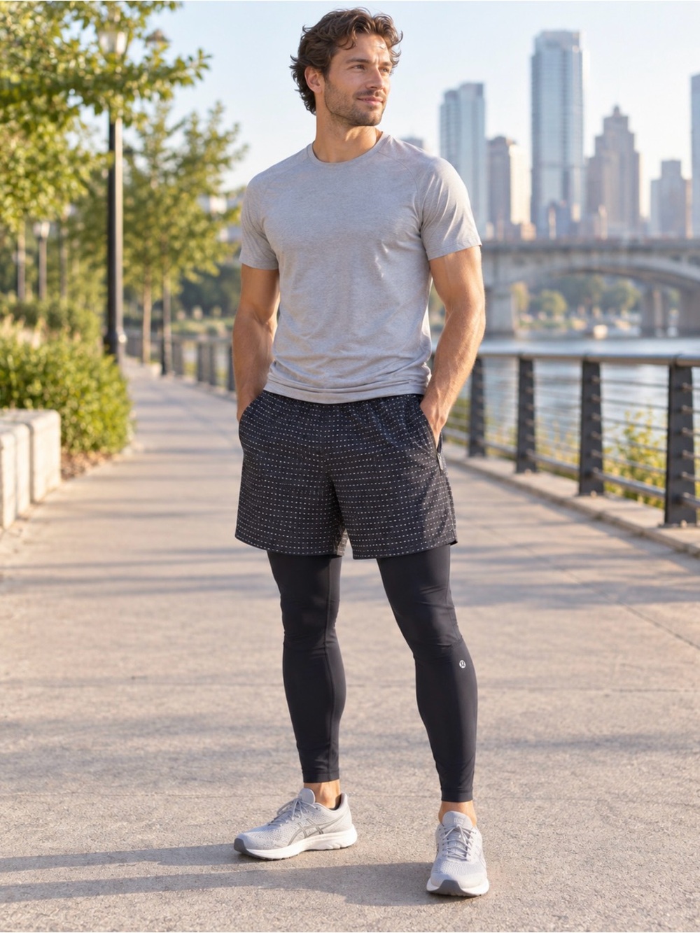 Lululemon Surge Tight 2-in-1 Men’s Medium Running Shorts Leggings Black